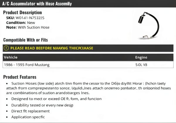 Ford Mustang A/C Accumulator with Hose Assembly-0