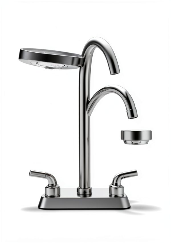 Totalize RV Kitchen Faucet Chrome Deck Mount 360 Swivel Modern Design-4