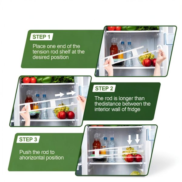 Cesilili Adjustable RV Refrigerator Tension Bar Set White 15.8-27.6in-3