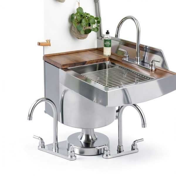 RV Kitchen Faucet Cinwiny High Arc Chrome 360 Swivel 2‑Handle-5