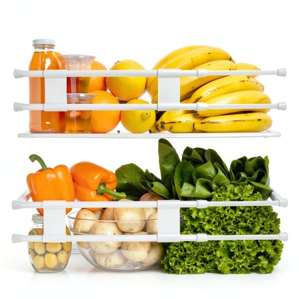 Cesilili Adjustable RV Refrigerator Tension Bar Set White 15.8-27.6in-4