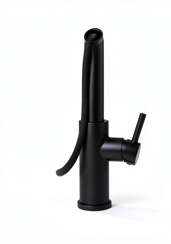 Matte Black Waterfall Kitchen Faucet Lufeidra Pull Down Sprayer-5