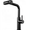 Matte Black Waterfall Kitchen Faucet Lufeidra Pull Down Sprayer-4