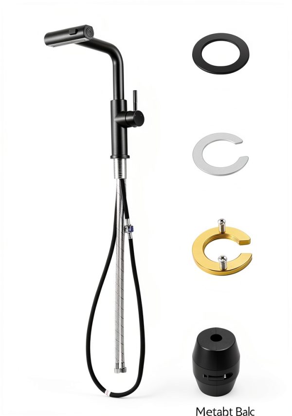 Matte Black Waterfall Kitchen Faucet Lufeidra Pull Down Sprayer-6