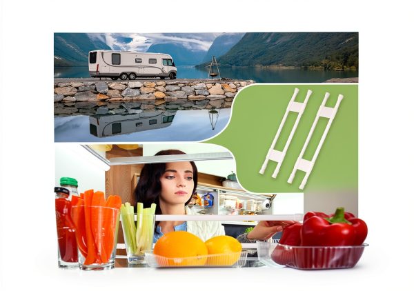 Cesilili Adjustable RV Refrigerator Tension Bar Set White 15.8-27.6in-6