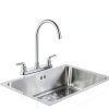 RV Kitchen Faucet Cinwiny High Arc Chrome 360 Swivel 2‑Handle-7