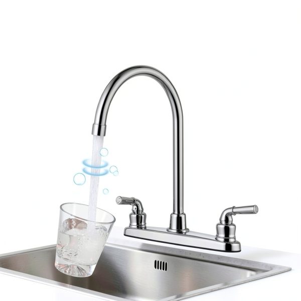 RV Kitchen Faucet Cinwiny High Arc Chrome 360 Swivel 2‑Handle-1