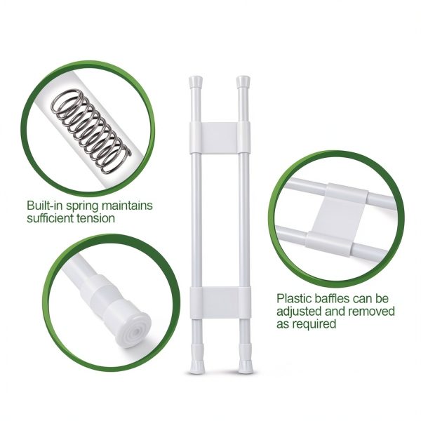 Cesilili Adjustable RV Refrigerator Tension Bar Set White 15.8-27.6in-2