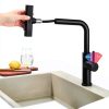 Matte Black Waterfall Kitchen Faucet Lufeidra Pull Down Sprayer-1
