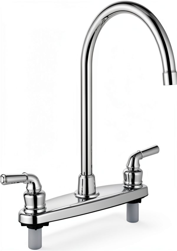 RV Kitchen Faucet Cinwiny High Arc Chrome 360 Swivel 2‑Handle-0