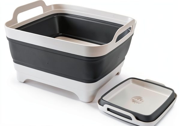GuanBoXin Collapsible Gray Plastic Sink Tray 9.5 Quart Foldable Basin-0