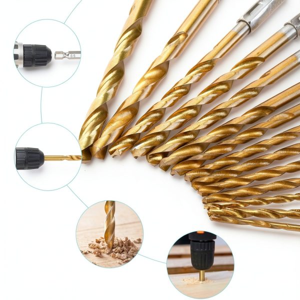 Hex Drill Bit Set YXYL 19-Piece Titanium HSS Hex Shank for Wood-4